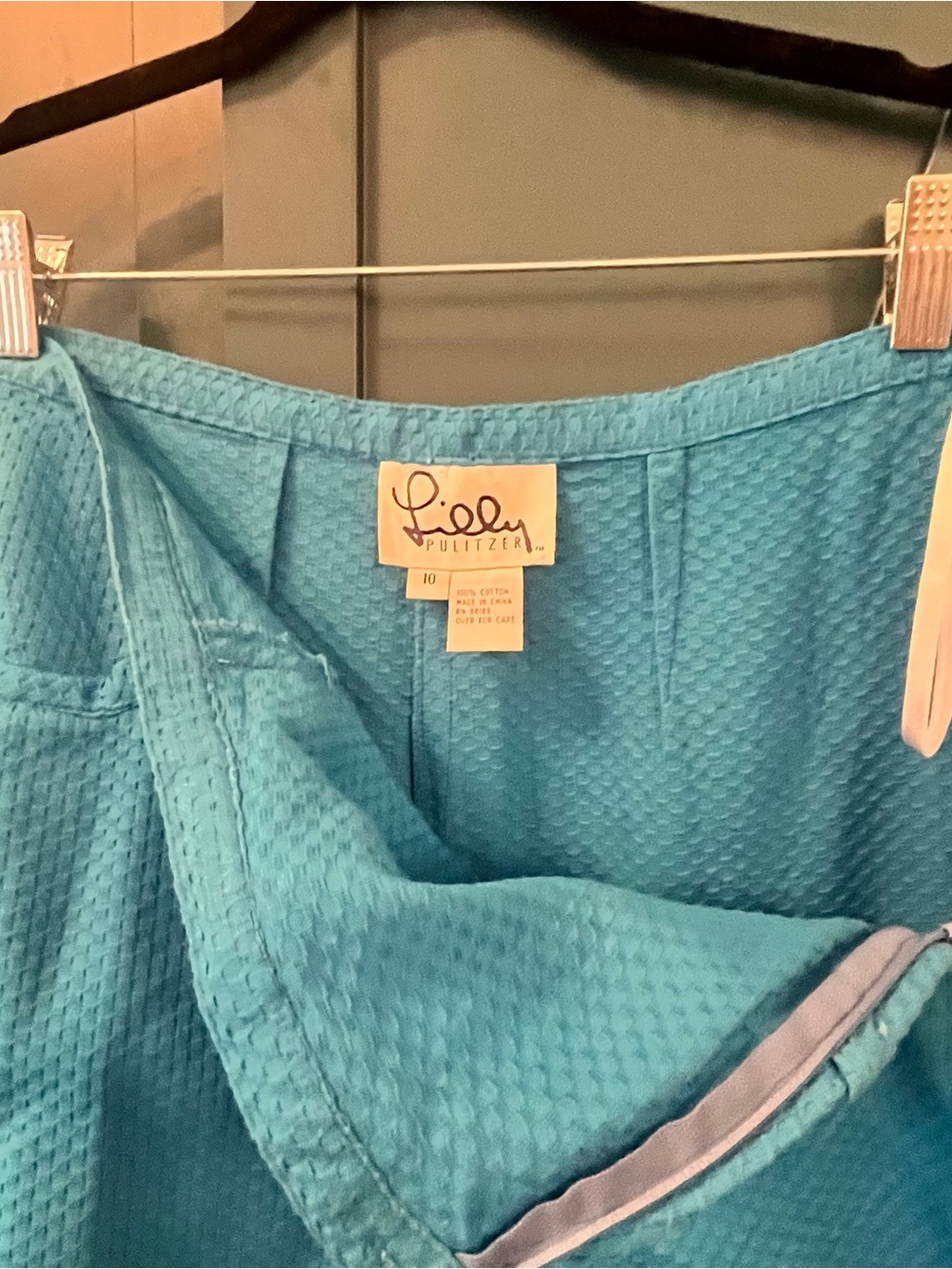 Lilly Pulitzer Palm Beach Fit Cropped Pants Aqua Turquoise Pique Knit Size 10